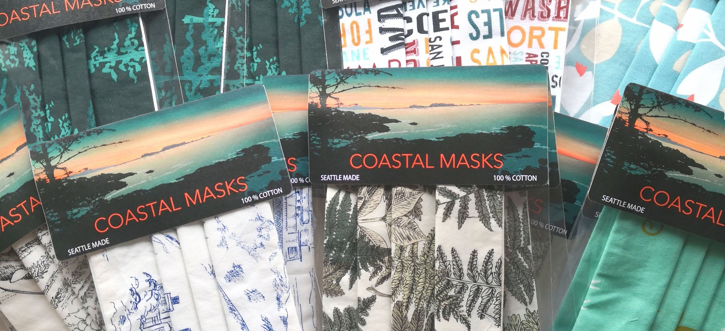 Packaged Coastal Masks handmade by Kitten Mittens