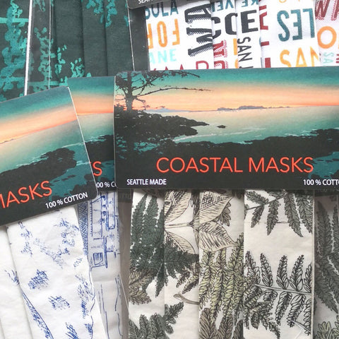 Packaged Coastal Masks handmade by Kitten Mittens