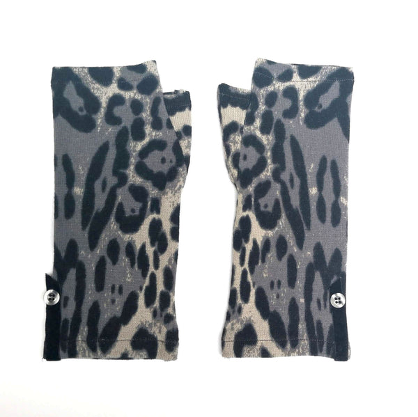 Pair of black & grey animal print Kitten Mittens