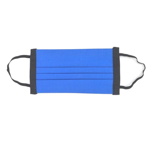 Marine blue cotton face mask with black edging and ear loops